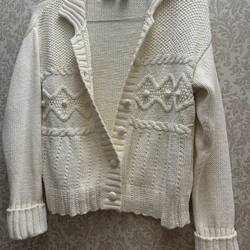 Newport News Cream Textured Cardigan